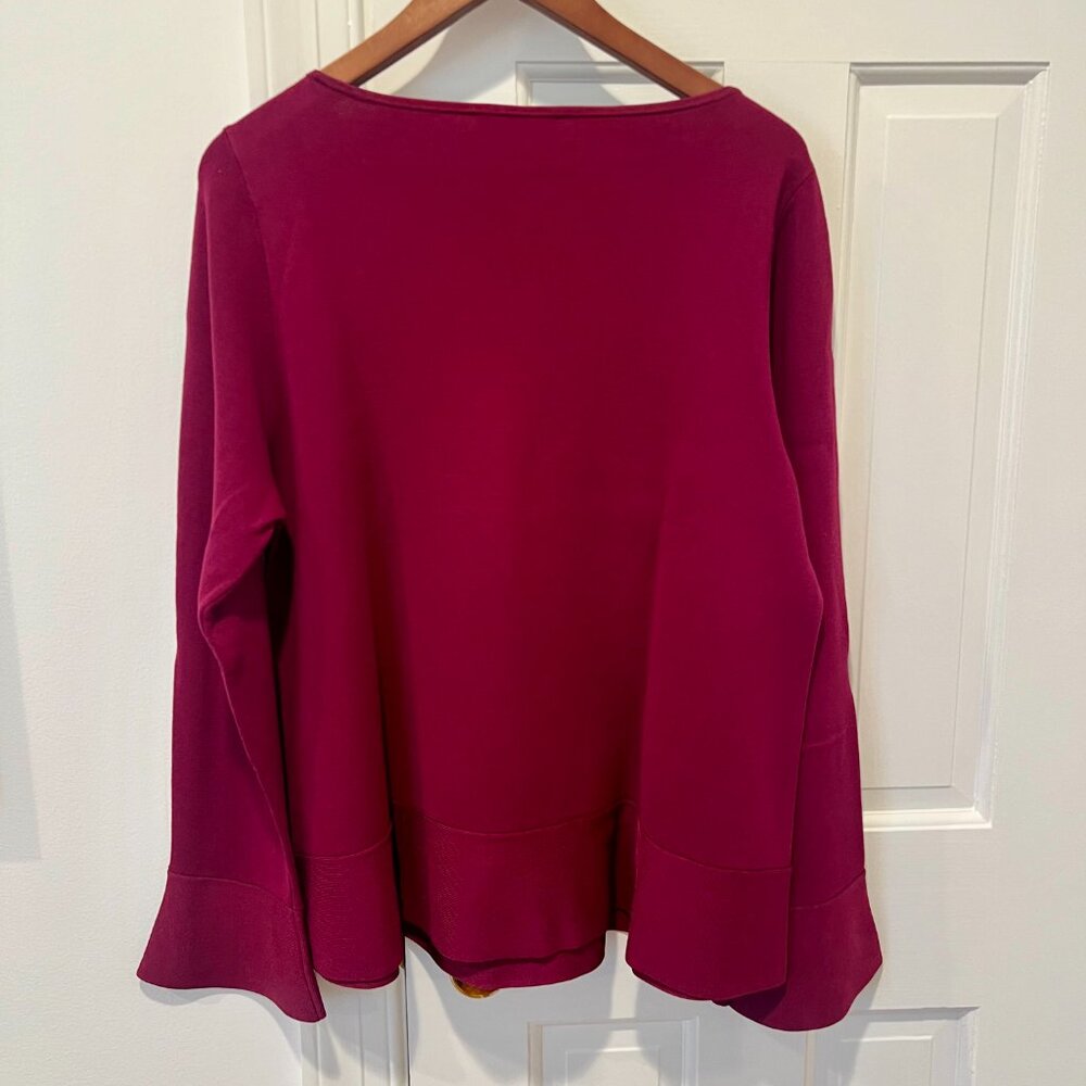 Ann Taylor Shimmer Trim Flare Sleeve Sweater in Plum size XL - Picture 2 of 6